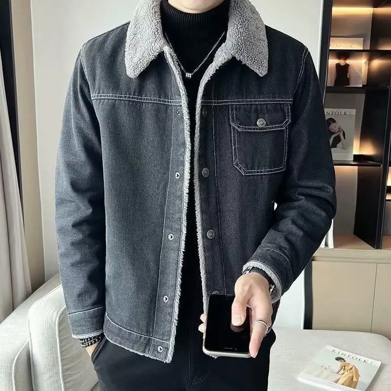 “Deltostinss FrostLuxe Sherpa-Lined Denim Jacket”
