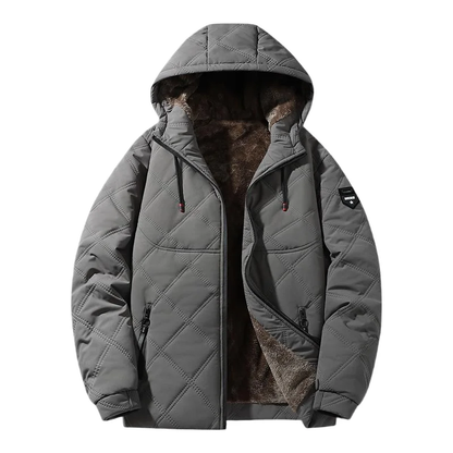 DELTOSTINSS Premium Quilted Hooded Winter Jacket – Ultra-Warm Fur Lining