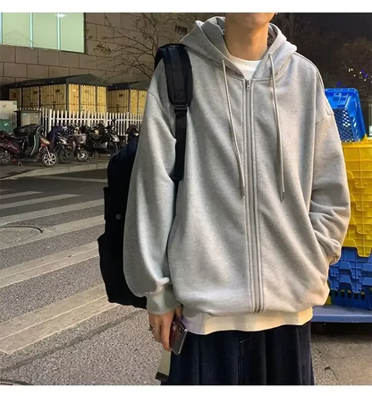 DELTOSTINSS Urban Oversized Hooded Jacket – Minimal Black Streetwear Essential