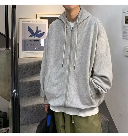 DELTOSTINSS Urban Oversized Hooded Jacket – Minimal Black Streetwear Essential