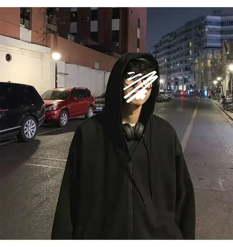 DELTOSTINSS Urban Oversized Hooded Jacket – Minimal Black Streetwear Essential