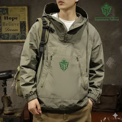 DELTOSTINSS Half-Zip Hooded Outdoor Jacket – Bold Street Style in Signature Pink