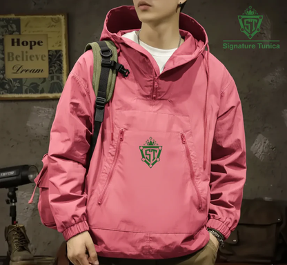 DELTOSTINSS Half-Zip Hooded Outdoor Jacket – Bold Street Style in Signature Pink