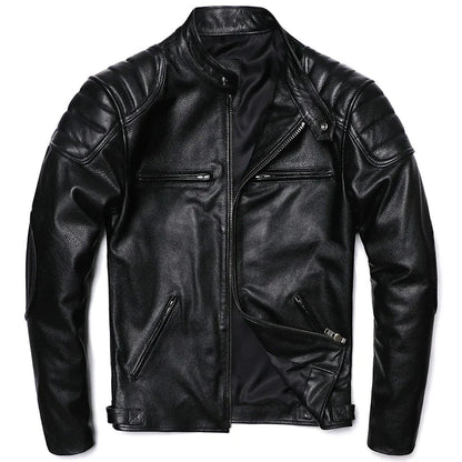 DELTOSTINSS Premium Black Biker Leather Jacket – Bold • Classic • Road-Ready